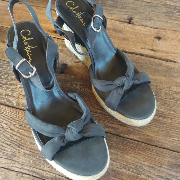 Cole Haan Shoes - Cole Haan Black Espadrilles Wedge Sandals